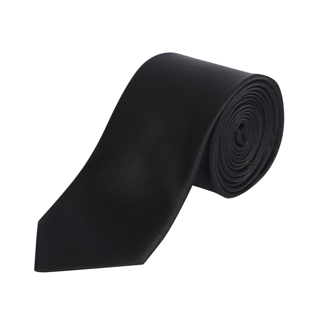 Elegant Ribbed Black Tie